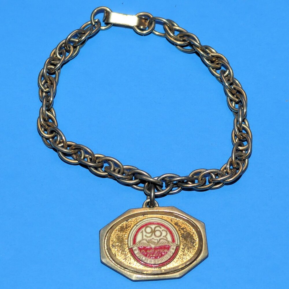 Vintage 1963 Plantation Party Palm Springs Charm Bracelet History 60s Gold Tone